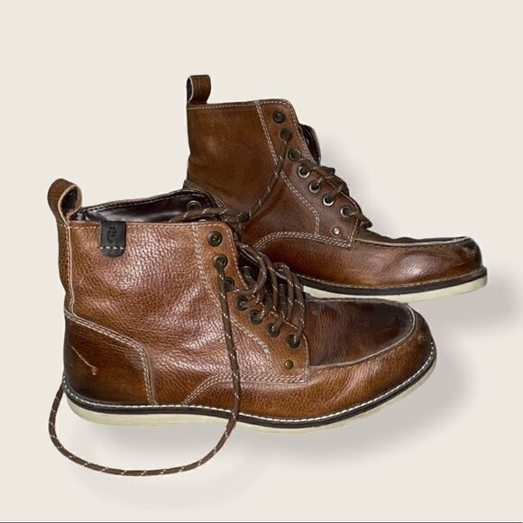 Crevo Men's Caramel Brown Leather Boot Ankle - Picture 1 of 5